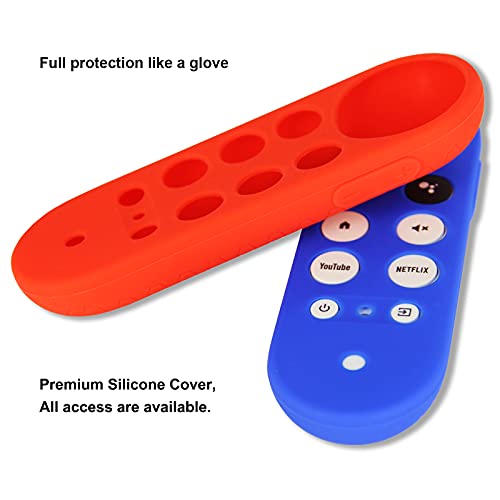 PINOWU 2pcs Protective Covers Compatible for Chromecast with Google TV Voice Remote, Pinowu Anti Slip Remote Case for 2020 Chromecast Remote Control (Blue & Red) - Image 3