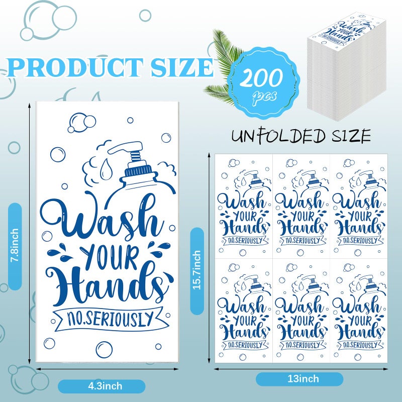 Seajan 200 Packs Bathroom Paper Napkins Disposable Bathroom Paper Guest Hand Towels Decorative Paper Napkins for Hostess Gifts Shower Spa Wedding Birthday Party Supply(Dark Blue) - Image 1