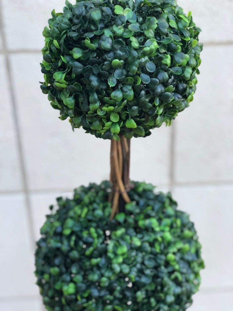 AMERIQUE Gorgeous 4 Feet Dense Triple Ball Boxwood Topiary Artificial Tree Plant with UV Protection with Decorative Pot Feel Real Technology Super Quality 4 Green - Image 2