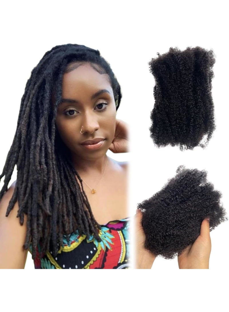 Afro Bulk Human Hair, 8 Inch Natural Braiding Hair, Soft Springy Pre Separated Spring Twist Hair, 100% Human Synthetic Hair Extensions for Dreadlock, Repair Braiding Twist, Natural Black - Image 1