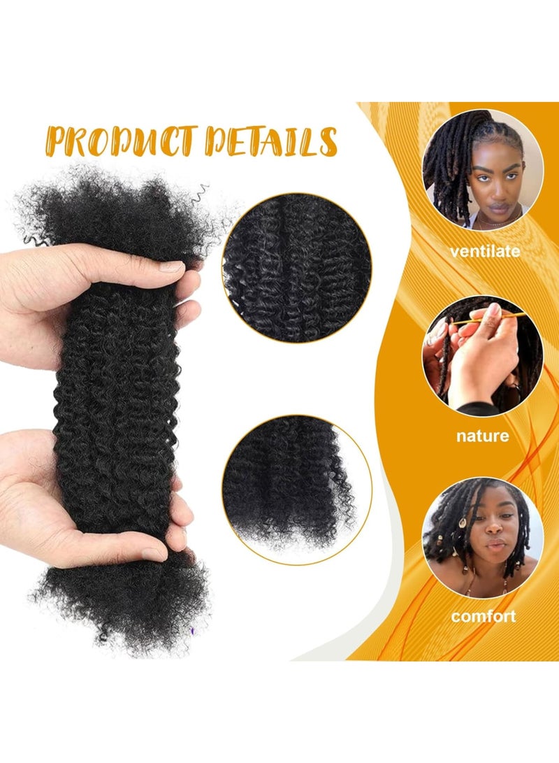 Afro Bulk Human Hair, 8 Inch Natural Braiding Hair, Soft Springy Pre Separated Spring Twist Hair, 100% Human Synthetic Hair Extensions for Dreadlock, Repair Braiding Twist, Natural Black - Image 4