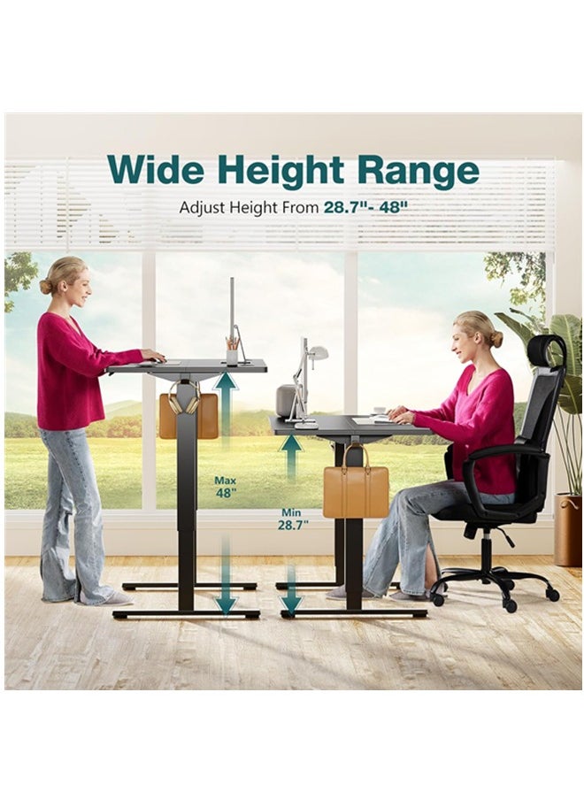 DESINO - 120CM Large Electric Standing Desk, Height Adjustable Computer Desk, 60CM Deep Desktop, Stand up Gaming Office Table, 2 Preset Heights, for Home Office120CM Large Electric Standing Desk, Height Adjustable Computer Desk, 60CM Deep Desktop, Stand up Gaming Office Table, 2 Preset Heights, for Home Office - Image 1