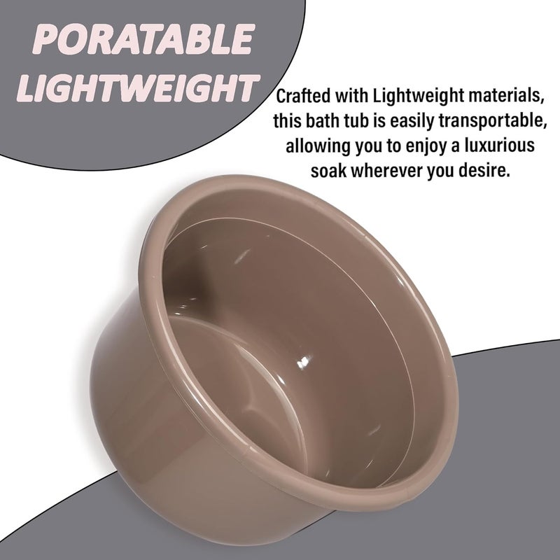 Kuber Industries Bath Tub For Bathroom | 25 Ltr | Portable & Durable Water Washroom Tub | Baby Bathing Tub | Clothes Washing Tub For Bathroom | Plain - Brown - Image 4