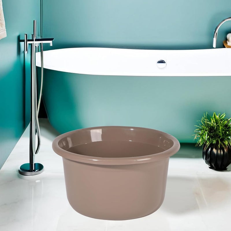 Kuber Industries Bath Tub For Bathroom | 25 Ltr | Portable & Durable Water Washroom Tub | Baby Bathing Tub | Clothes Washing Tub For Bathroom | Plain - Brown - Image 1