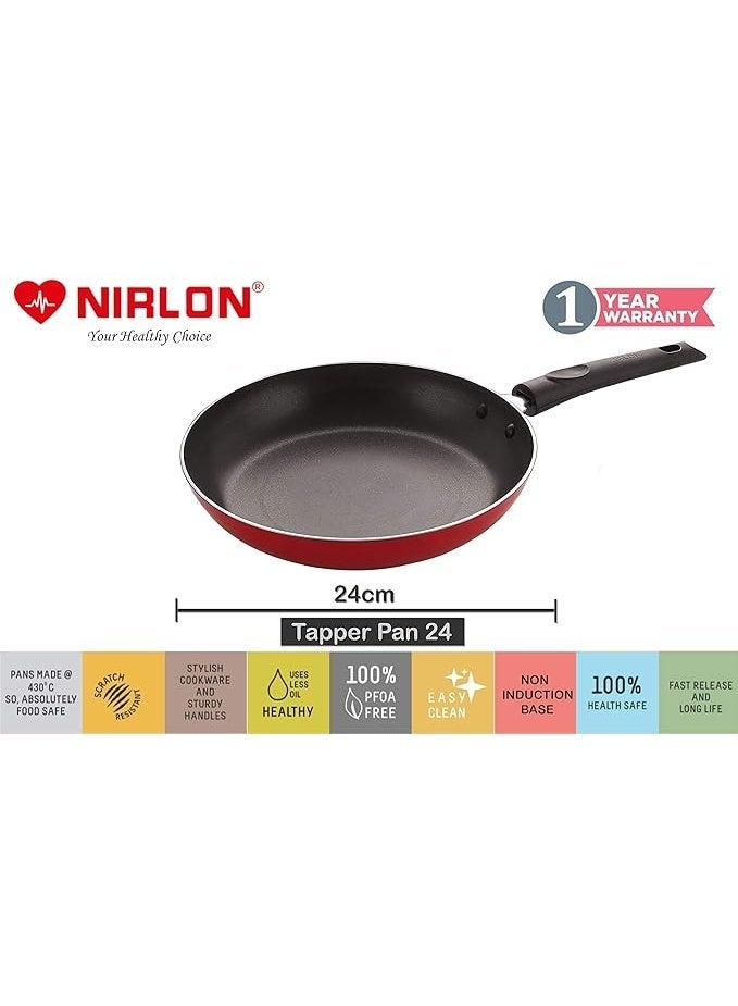 Nirlon Non-Stick Aluminium Heat Resistance Cookware Set of 3 Pieces with Bakelite Handle Appa Chatti Steel Lid | Round Tawa -Tapper Pan - Image 2