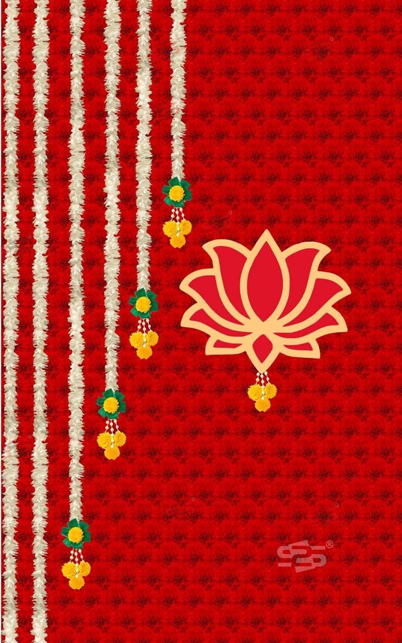S2S Stylish Gold Lotus Wedding Traditional Backdrop Cloth | for Pooja Decoration Background Curtain Cloth | (5 x 8 Feet) - Image 1