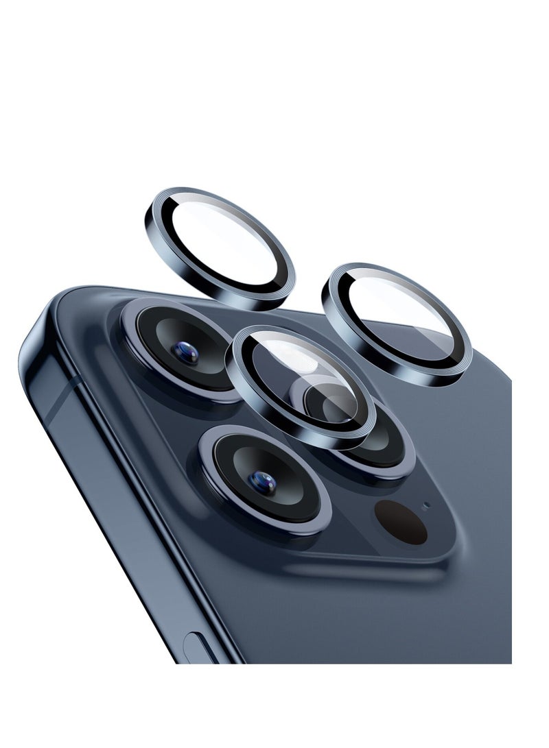 Digi Core واقي شاشة iPhone 15 Pro Max مكون من 3 قطع مقاس 6.7 بوصات 2.5D حواف منحنية مع عدسة كاميرا iPhone 15 Pro Max ومجموعة أوراق شفافة PVC مضادة للخدش (تيتانيوم أزرق، iPhone 15 Pro Max) - Image 5