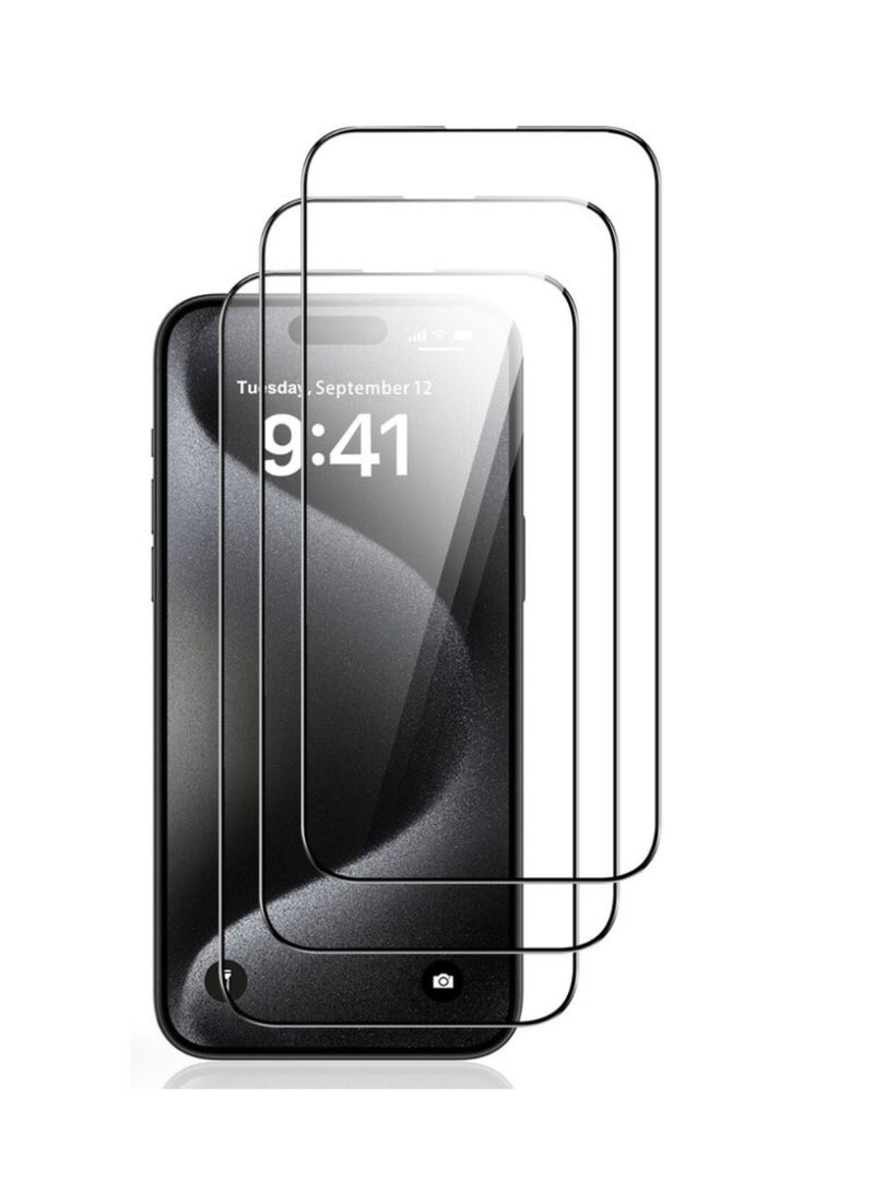 Digi Core واقي شاشة iPhone 15 Pro Max مكون من 3 قطع مقاس 6.7 بوصات 2.5D حواف منحنية مع عدسة كاميرا iPhone 15 Pro Max ومجموعة أوراق شفافة PVC مضادة للخدش (تيتانيوم أزرق، iPhone 15 Pro Max) - Image 3