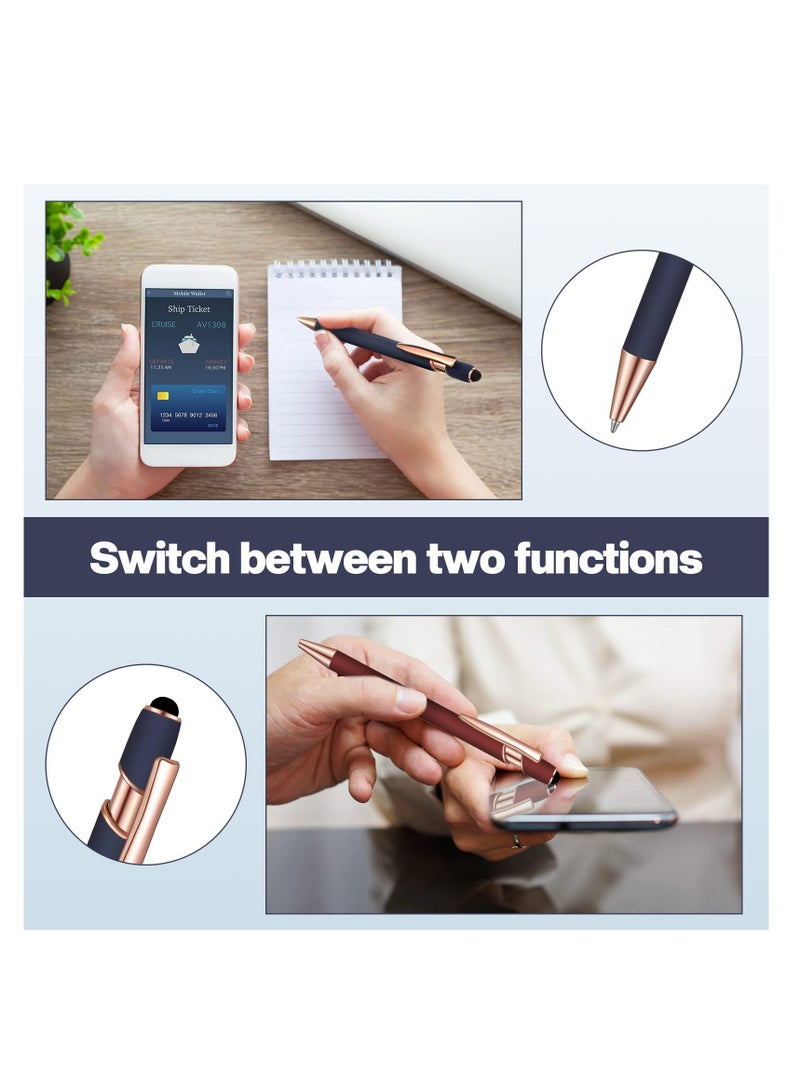 8-Pack Metal Ballpoint Pens with Stylus Tips, Black Ink, Perfect for Touch Screens - Office  School Supplies in Red, Green, Navy, and Black Colors. Ideal for Tablets and More! - Image 3