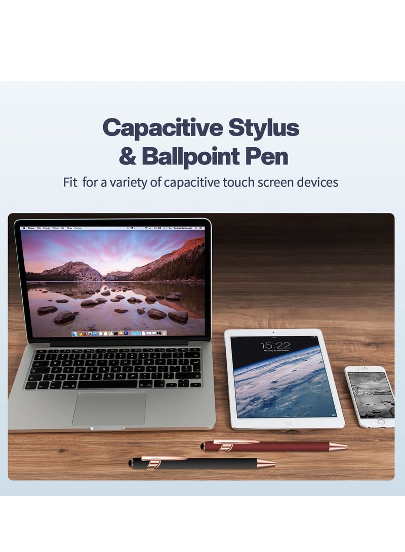 8-Pack Metal Ballpoint Pens with Stylus Tips, Black Ink, Perfect for Touch Screens - Office  School Supplies in Red, Green, Navy, and Black Colors. Ideal for Tablets and More! - Image 4