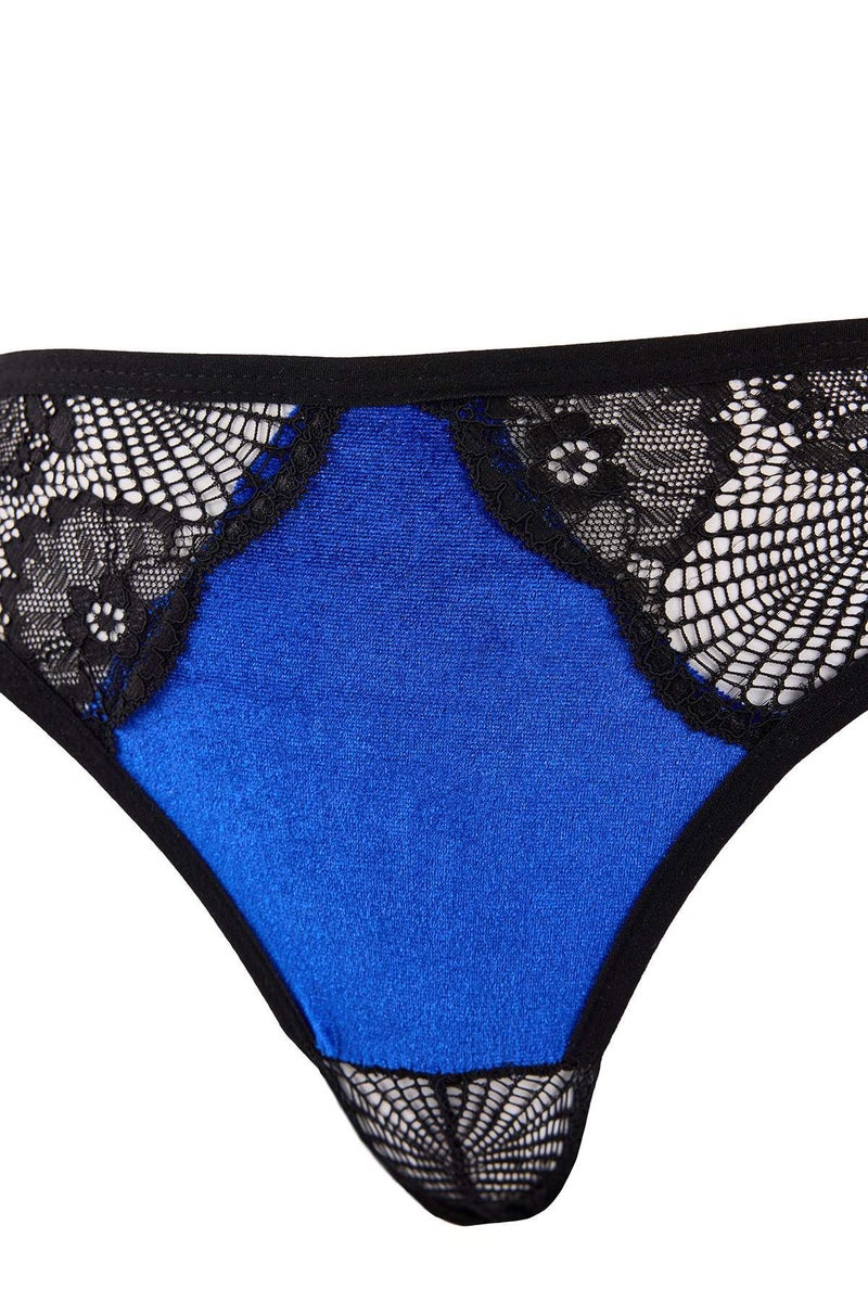 trendyol Cobalt Velvet/Lace Push up Underwear Set Thmss26Cc00024 - Image 4