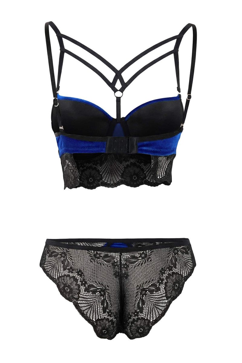 trendyol Cobalt Velvet/Lace Push up Underwear Set Thmss26Cc00024 - Image 5