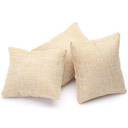 JUMUU 6-Pieces Small Linen Bracelet Watch Pillow Jewelry Displays 3.2"x3.2"x1.5" - Image 2