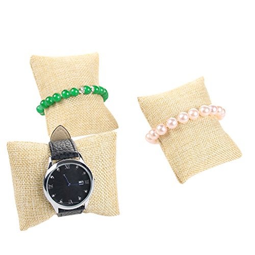 JUMUU 6-Pieces Small Linen Bracelet Watch Pillow Jewelry Displays 3.2"x3.2"x1.5" - Image 5
