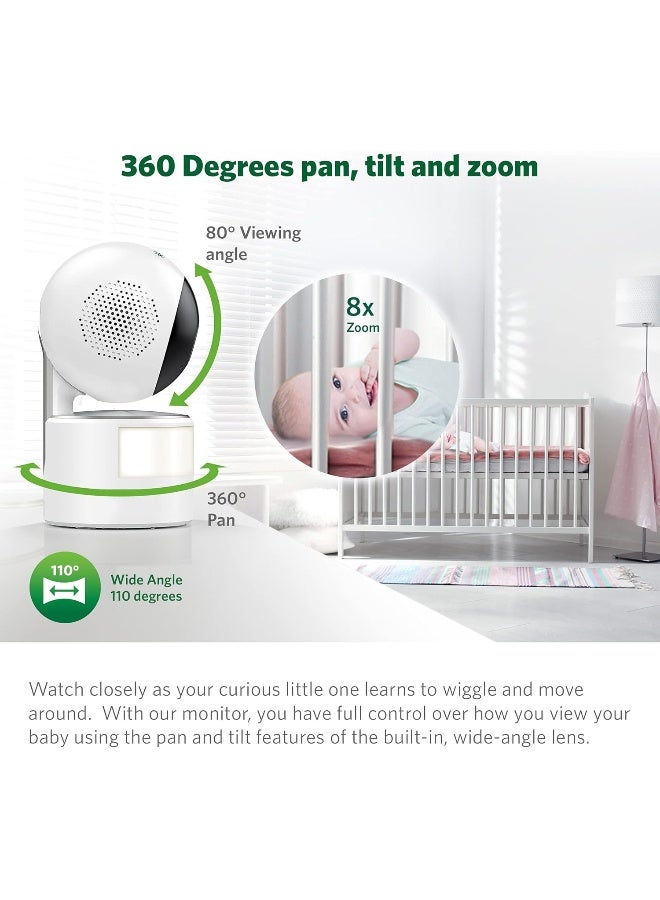 LeapFrog LF915HD Baby Monitor, 5â€ 720p Screen, 360Â° Pan & Tilt with 8X Zoom Camera, Color Night Vision, Night Light, Two-Way Intercom, Secure Transmission No WiFi - Image 3