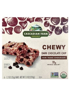 CASCADIAN FARM Cascadian Farm, Organic Chewy Granola Bars, Dark Chocolate Chip, 6 Bars, 1.2 oz (35 g) Each  - Image 1