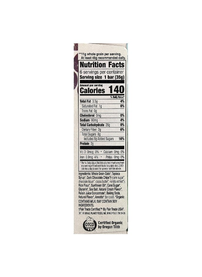 CASCADIAN FARM Cascadian Farm, Organic Chewy Granola Bars, Dark Chocolate Chip, 6 Bars, 1.2 oz (35 g) Each  - Image 2