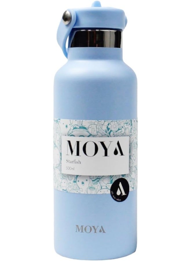 Moya 'Starfish' 500ml Insulated Sustainable Water Bottle Powder Blue - Image 1
