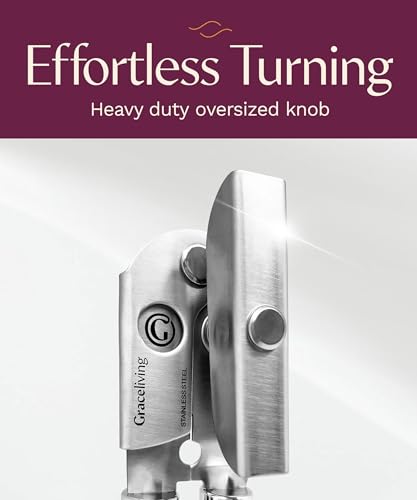 Graceliving Premium Multifunctional Magnetic Manual Can Opener and Bottle Opener, Heavy Duty Stainless Steel Sharp Cutting Blade and Oversized Easy Turn Knob, Soft-Touch Handle, Kitchen Use, Teal - Image 3