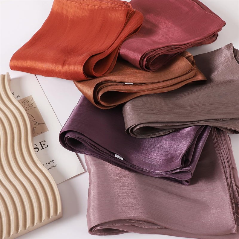HURESON Women Premium Hijab Head Scarf Lightweight Shimmer Scarves Crepe Wedding Shawls and Wraps for Evening Dresses Shiny (Pi-purple 10#) - Image 3