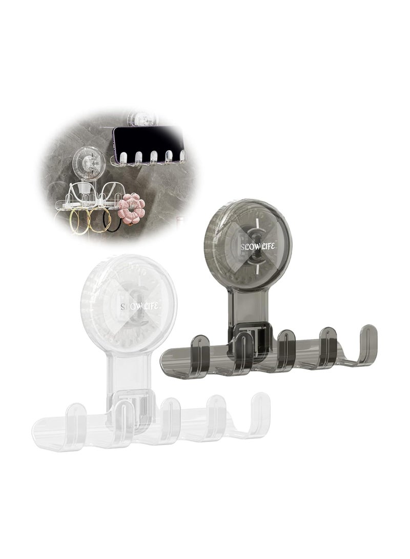 2Pcs Heavy Duty Suction Cup Hook - Multifunctional Wall Hook for Bathroom, Kitchen  Mobile Phone Holder - Strong support for towels, brushes, keys, etc - Image 1