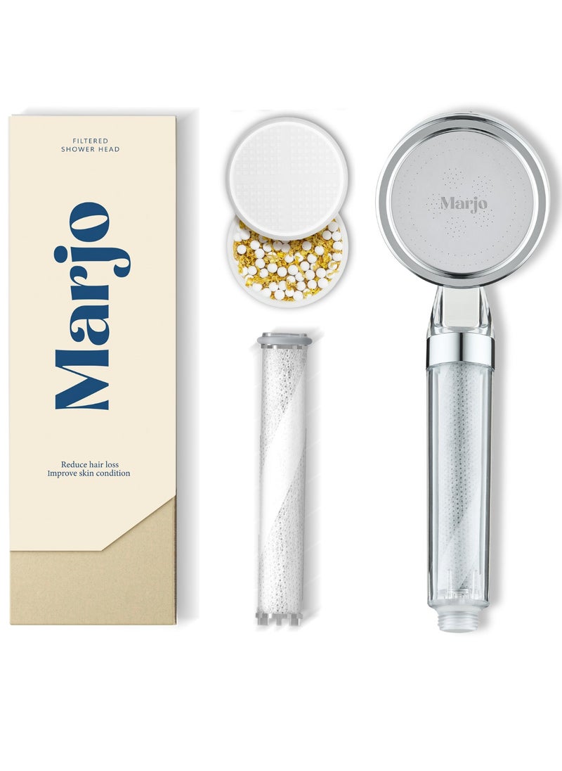 Marjo Marjo Shower Filter - High Pressure Handheld Shower Head | Water Filter Shower for Hair Loss | Healthy Skin & Hair, Bathroom Accessories, Lab-Tested Chlorine Removal | فلتر دش الاستحمام (Transparent)  - Image 1