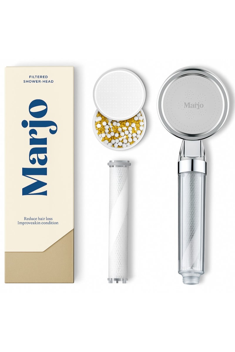 Marjo Marjo Shower Filter - High Pressure Handheld Shower Head | Water Filter Shower for Hair Loss | Healthy Skin & Hair, Bathroom Accessories, Lab-Tested Chlorine Removal | فلتر دش الاستحمام (Transparent)  - Image 1