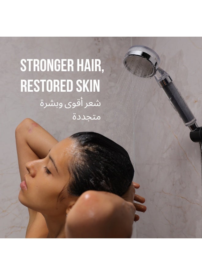مارجو فلتر دش مارغو - رأس دش محمول عالي الضغط | فلتر مياه الدش لعلاج تساقط الشعر | بشرة وشعر صحيين، إكسسوارات الحمام، إزالة الكلور المختبرة في المختبر (شفاف) - Image 2