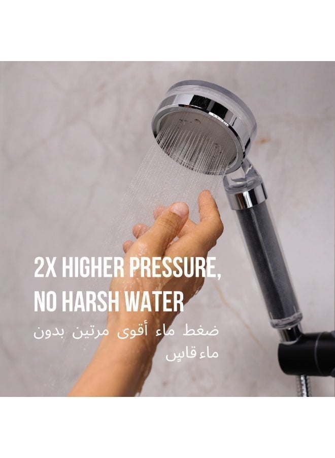 مارجو فلتر دش مارغو - رأس دش محمول عالي الضغط | فلتر مياه الدش لعلاج تساقط الشعر | بشرة وشعر صحيين، إكسسوارات الحمام، إزالة الكلور المختبرة في المختبر (شفاف) - Image 5