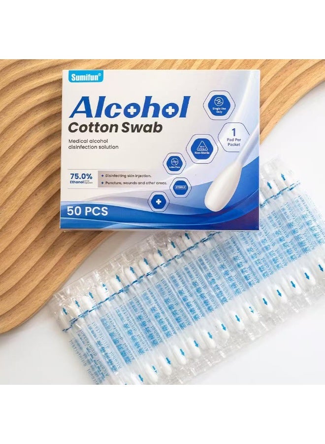 سوميفون 50 حزمة الكحول القطن لمرة واحدة التعبئة والتغليف المستقل رأسين القطن العناية بالجروح - Image 5