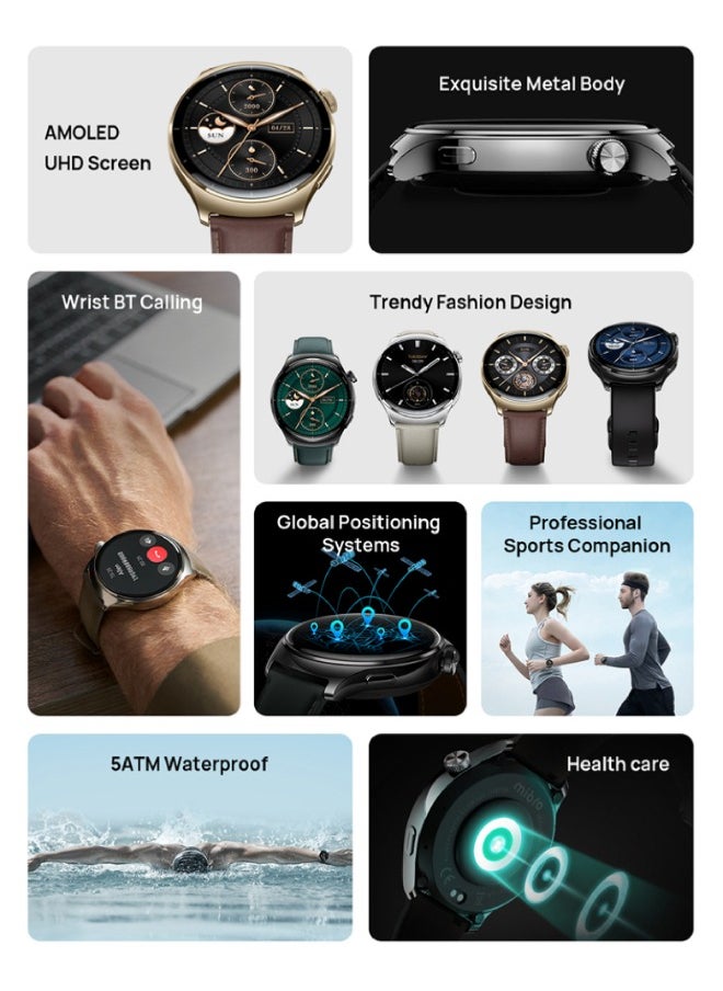 ميبرو - Mibro Lite 3 Pro ساعة ذكية 1.32 بوصة شاشة AMOLED 10 محاور مستشعر حركة بلوتوث اتصال GPS 150+ أوضاع رياضية 5ATM مقاومة للماء مراقبة معدل ضربات القلب 15 يومًا عمر البطارية ساعة ذكية - Image 1