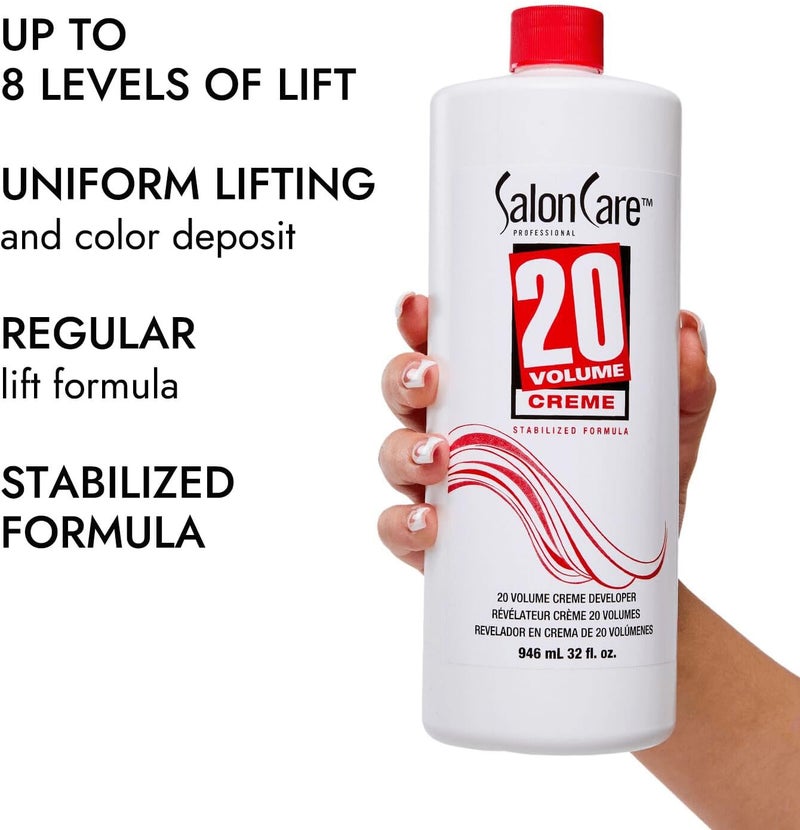 Salon Care 20 Volume Creme Developer - 32oz Stabilized Formula for Hair Lightening and Gray Coverage - Image 4