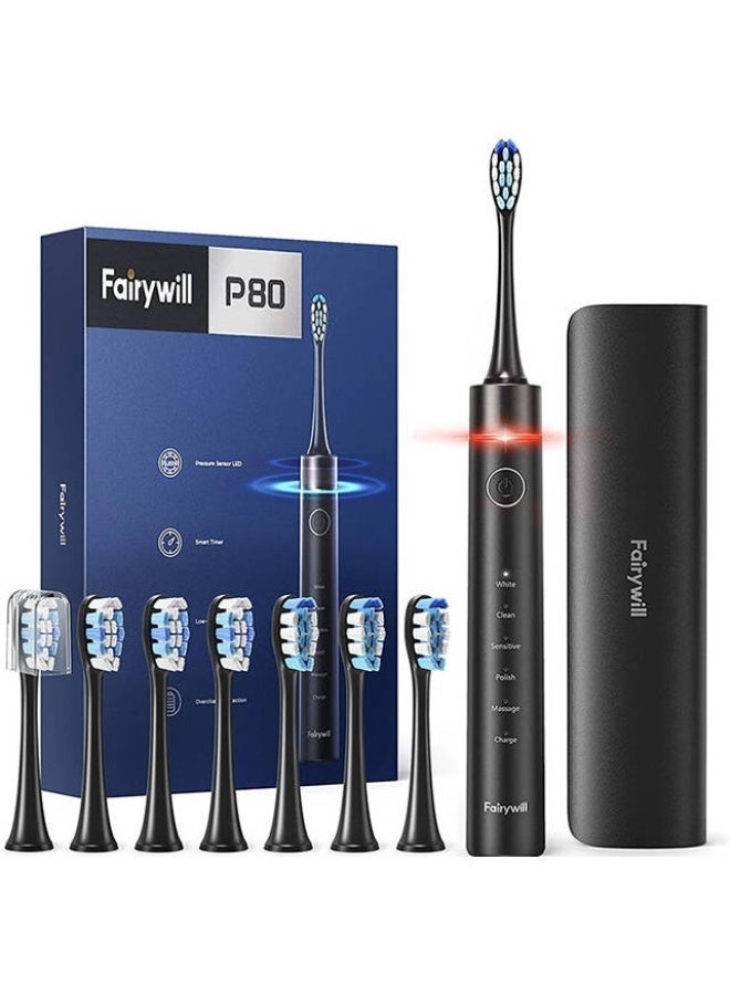 Fairywill P80 Electric Toothbrush with Pressure Sensor, 5 Modes Electric Toothbrush, USB Rechargeable, Deep Clean Whitening Toothbrush for Adults - Image 1