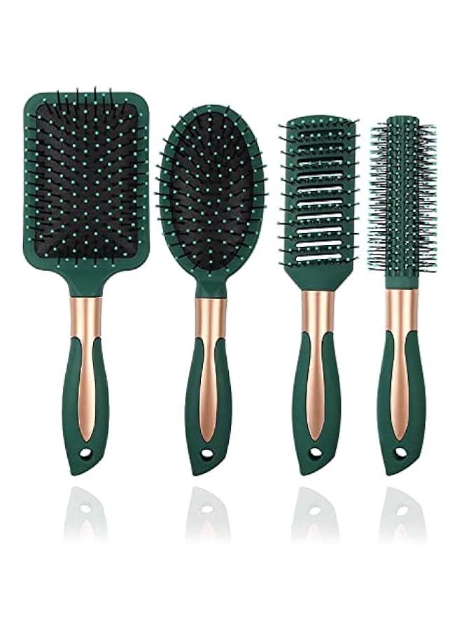 FYLX Hair Brush SetAnti Static Mage Oval Comb with Detangling Nylon Pins Mage Paddle BrushTail Comb Wet Dry Brush for Women Men Hair Styling GREEN) - Image 1