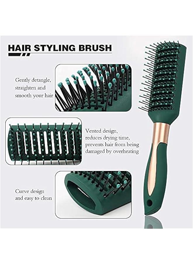 FYLX Hair Brush SetAnti Static Mage Oval Comb with Detangling Nylon Pins Mage Paddle BrushTail Comb Wet Dry Brush for Women Men Hair Styling GREEN) - Image 3