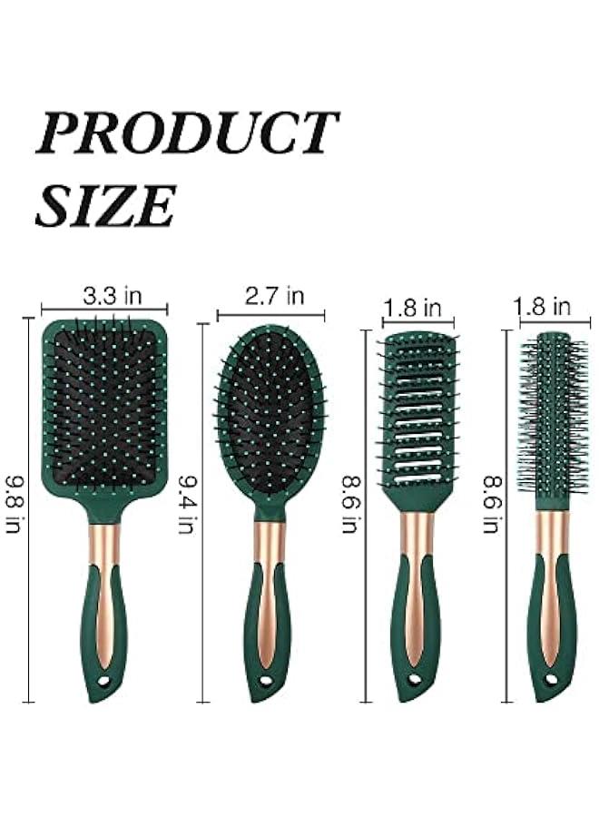 FYLX Hair Brush SetAnti Static Mage Oval Comb with Detangling Nylon Pins Mage Paddle BrushTail Comb Wet Dry Brush for Women Men Hair Styling GREEN) - Image 4
