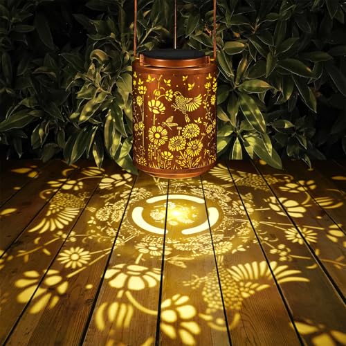 Tepaken Solar Lanterns Garden Decor Birthday Gifts for Women Mon Grandma Metal Hanging Solar Lights Waterproof Outdoor Decoration for Outside LED Lanterns for Yard Patio Lawn (Birds) - Image 4