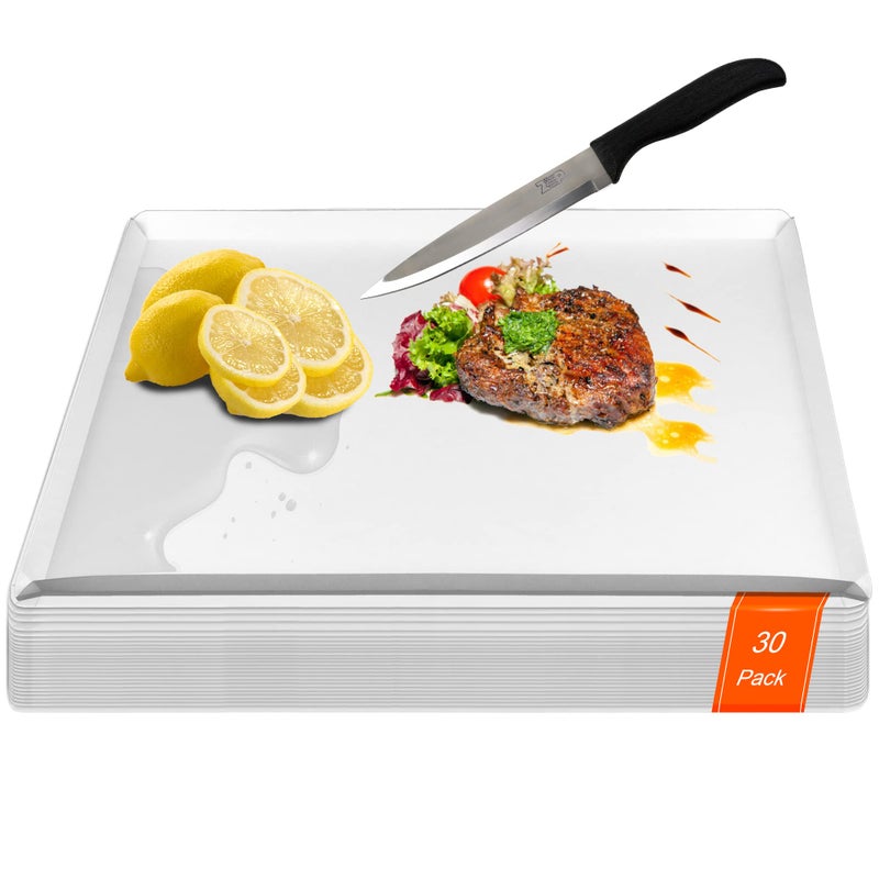 ZVP Disposable Cutting Boards 30 Count Collapsible Cutting Board Sheet with Builtin Crease Flexible Plastic Cutting Mat for Kitchen and Commercial Use 17 x 12 In White