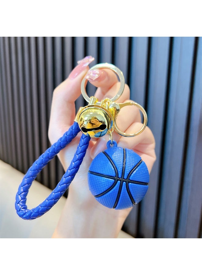 Blue Basketball Bells Charm Keychains Simple Hangings Ornaments Pendant Keyring  - Image 1