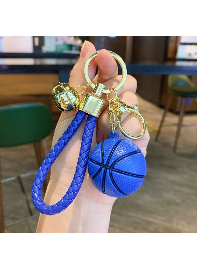 Blue Basketball Bells Charm Keychains Simple Hangings Ornaments Pendant Keyring  - Image 2