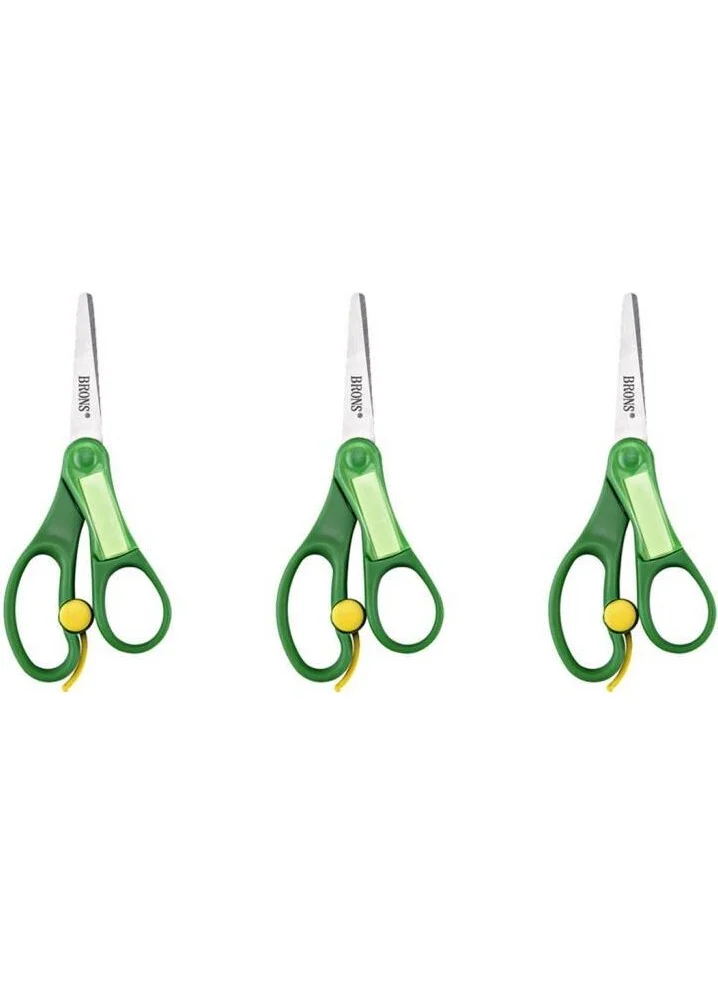 Brons BR-703 Student Scissors with Spring Nameplate - 3 Pieces