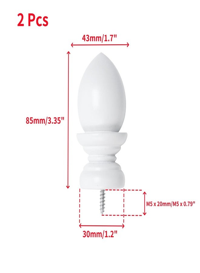 Oedema 2 Pcs Curtain Rods for Windows Replacement Drapery Rod Finials Wooden Drapery Pole Ball Ends, White - Image 2