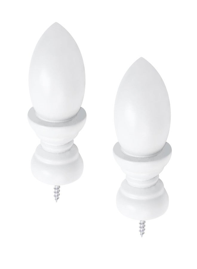 Oedema 2 Pcs Curtain Rods for Windows Replacement Drapery Rod Finials Wooden Drapery Pole Ball Ends, White - Image 1
