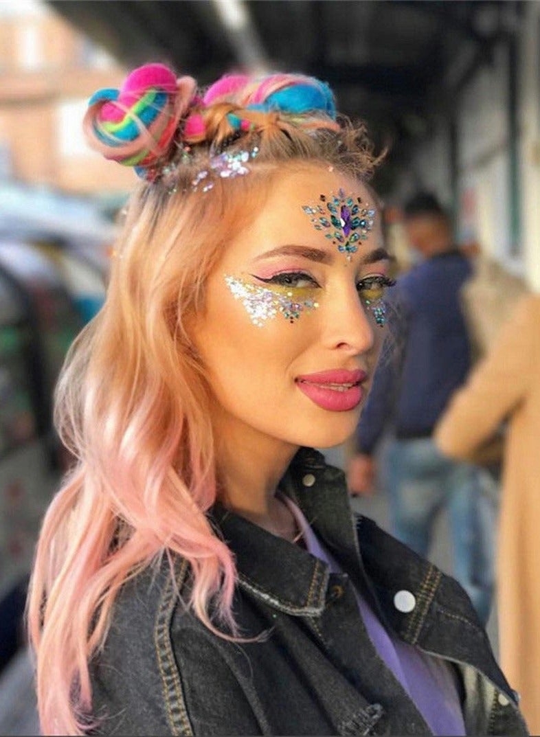 Suntown Rhinestone Mermaid Face Jewels Tattoos for Music Festivals, 6pcs Temporary Face and Body Gems for Eyes and Creative Makeup Designs. - Image 3