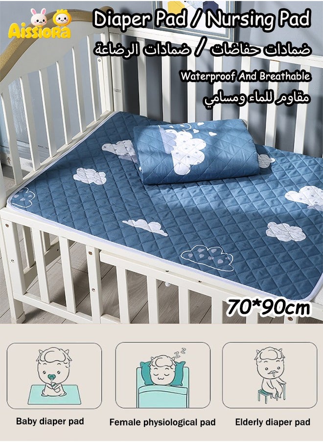Aissiora Baby Waterproof Bed Pad Bed Wetting Pads Washable for Kids Toddler Potty Training Pads Baby Wateproof Pad Mat for Pack n Play/Crib/Mini Crib Reusable Incontinence Underpads for Kids/Adult/Pets  - Image 1