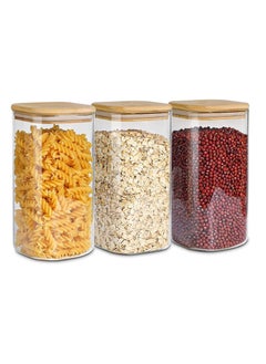 GGEROU Glass Storage Jars with Airtight Bamboo Lid,3 Pack Glass Food ...