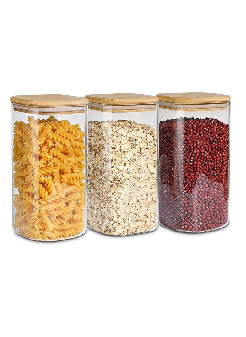 GGEROU - Glass Storage Jars with Airtight Bamboo Lid 3 Pack Glass Food Storage Containers Canisters 1600ml - Image 1