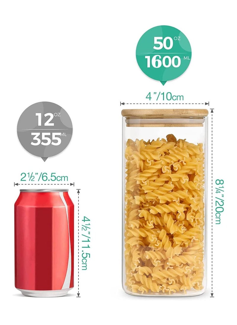 GGEROU - Glass Storage Jars with Airtight Bamboo Lid 3 Pack Glass Food Storage Containers Canisters 1600ml - Image 1