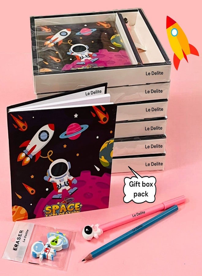 Le Delite space diary/theme astronaut printed diary combo gift set for boys/girls kids/cute stylish school stationary notebook with gel pen,pencil & eraser for party favor return gifts under 300 - Image 3