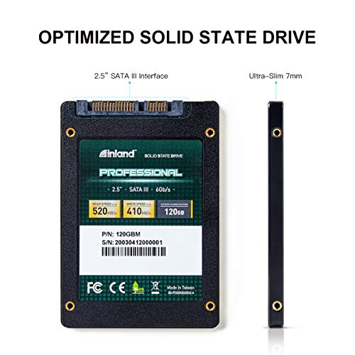 INLAND Professional 120GB SSD 3D NAND SATA III 6Gb/s 2.5" 7mm Internal Solid State Drive (120GB) - Image 3